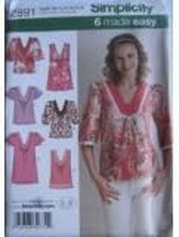 Simplicity Pattern #2891 SIZE: H5 (6,8,10,12,14)MISSES' TUNIC OR TOP WITH SLEEVE & TRIM VARIATIONS in Saudi Arabia