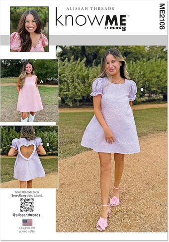 Know Me ME2108D5 فستان قصير بدون أكمام أو بأكمام قصيرة منتفخة من Misses بواسطة Alissa Threads، رمز التصميم ME2108، المقاسات 4-6-8-10-12 in Kuwait