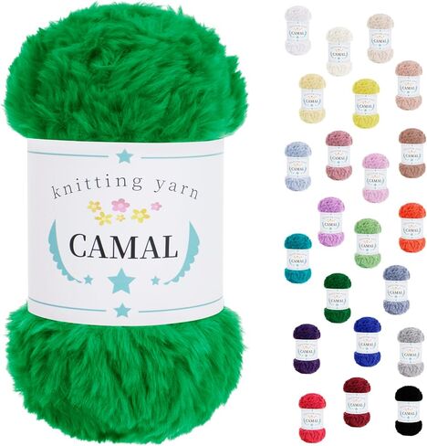خيوط فرو صناعي ناعمة من CAMAL لبطانية الكروشيه، 65 ياردة من خيوط الرموش المكتنزة لقبعات الحياكة، 100 جرام خيط كروشيه مخملي غامض للدمى وأغطية الأذن والحقائب (أرجواني) in Kuwait