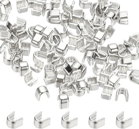 مثبتات سحاب TIXIPEM [100 قطعة] - #5 سدادات علوية على شكل U تستخدم لاستبدال الخياطة والمعاطف والحقائب والسترات واستبدال السحاب المغلق - [فضي] in Kuwait