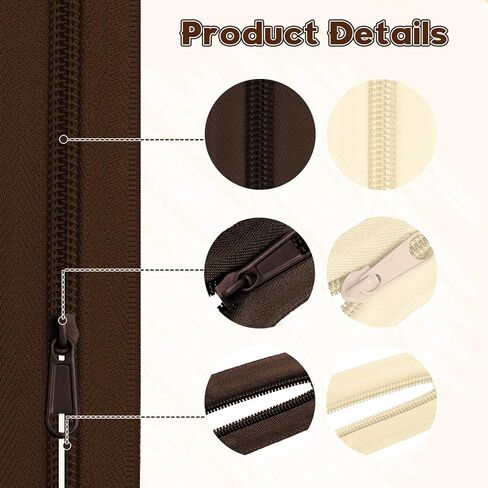 meiyoushengda 10 Yard 360 Inch #3 Nylon Coil Zippers, Bulk Zipper by The Yard,Includes 20 Sliders,Zipper for Sewing,DIY,Crafts,Bags,Bedding - Brown & Beige (5 Yards Each) in Saudi Arabia