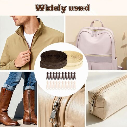 meiyoushengda 10 Yard 360 Inch #3 Nylon Coil Zippers, Bulk Zipper by The Yard,Includes 20 Sliders,Zipper for Sewing,DIY,Crafts,Bags,Bedding - Brown & Beige (5 Yards Each) in Saudi Arabia