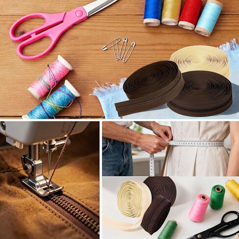 meiyoushengda 10 Yard 360 Inch #3 Nylon Coil Zippers, Bulk Zipper by The Yard,Includes 20 Sliders,Zipper for Sewing,DIY,Crafts,Bags,Bedding - Brown & Beige (5 Yards Each) in Saudi Arabia