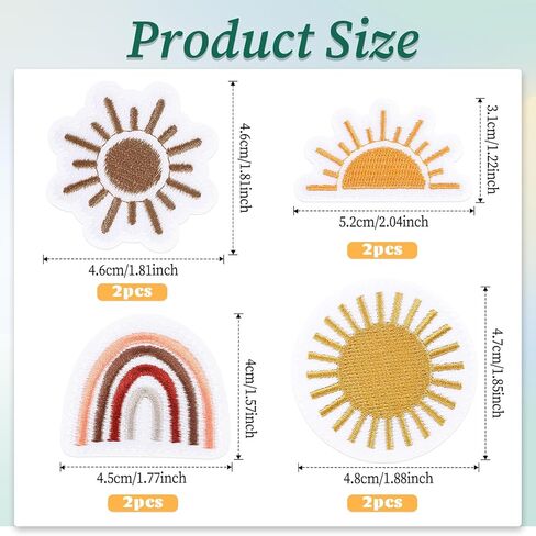 8PCS Vintage Iron On Patches for Clothes, Sun Rainbow Iron On Patches, Boho Hippie Applique Embroidery Patch, Sew-On/Iron-On Patch Applique for Clothing, Jeans, Backpacks, Hat, Jacket and Dress in Saudi Arabia