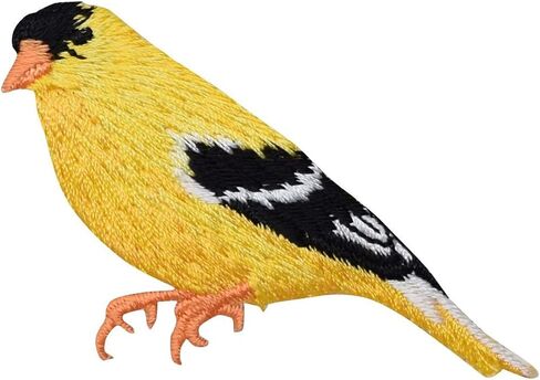 Yellow Finch Bird - Goldfinch - Embroidered Iron on Patch in Saudi Arabia