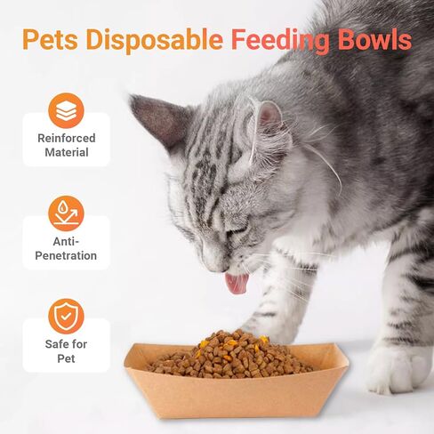 100 Pack Disposable Cat Food Bowls, Paper Pet Food Bowl for Travel, Small Paper Bowls Suitable for Dry Food, Wet Food and Water, 0.25 Pound Disposable Bowls for Stray Cats, Dogs Feeding Station in Saudi Arabia
