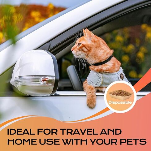 100 Pack Disposable Cat Food Bowls, Paper Pet Food Bowl for Travel, Small Paper Bowls Suitable for Dry Food, Wet Food and Water, 0.25 Pound Disposable Bowls for Stray Cats, Dogs Feeding Station in Saudi Arabia