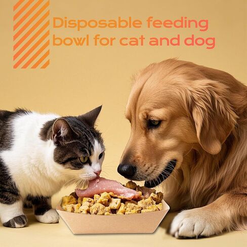 100 Pack Disposable Cat Food Bowls, Paper Pet Food Bowl for Travel, Small Paper Bowls Suitable for Dry Food, Wet Food and Water, 0.25 Pound Disposable Bowls for Stray Cats, Dogs Feeding Station in Saudi Arabia
