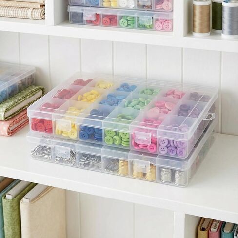 OIIKI 24 Grids Clear Plastic Organizer Box, Compartment Craft Storage Bead Organizer, Fixed Dividers Jewelry Storage Container Case Rock Collection Box for Beads Fishing Tackle Nail Craft in Saudi Arabia