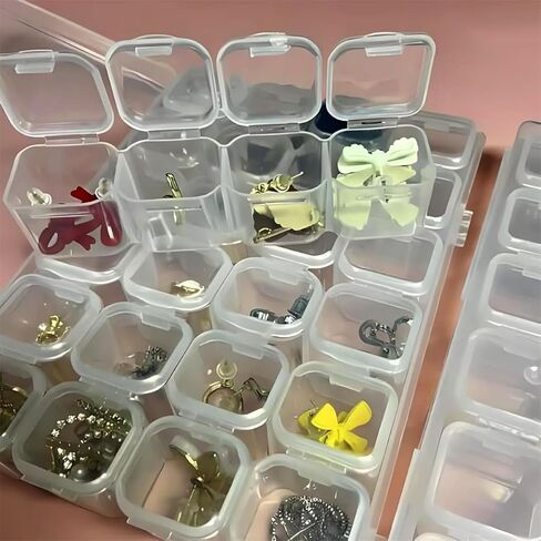 Gem Organizer, Diamond Box Clear Plastic Jewelry Craft Storage Container Diamond Painting Embroidery DIY Art Craft Accessory Organizer Case, Removable Tiny Jewelry Storage Box (28 Count (Pack of 1)) in Saudi Arabia