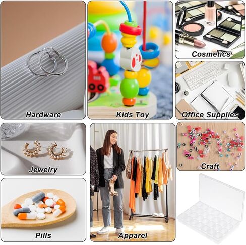 Gem Organizer, Diamond Box Clear Plastic Jewelry Craft Storage Container Diamond Painting Embroidery DIY Art Craft Accessory Organizer Case, Removable Tiny Jewelry Storage Box (28 Count (Pack of 1)) in Saudi Arabia