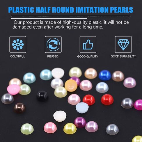 Glarks 2880Pcs 6MM 24 Colors Beads Flat Back Half Round Pearl Bead Cabochon Pearl Flatback Beads Set in Saudi Arabia