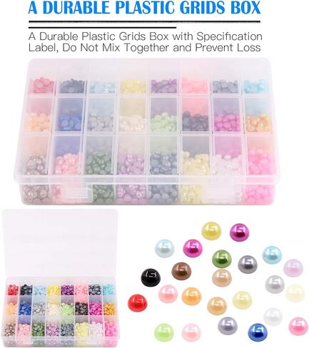 Glarks 2880Pcs 6MM 24 Colors Beads Flat Back Half Round Pearl Bead Cabochon Pearl Flatback Beads Set in Saudi Arabia