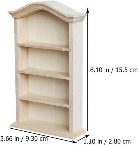 YARNOW Mini Bookshelf 4-Tier Wooden Storage Shelf 6.1 X 3.6 X 1.1 Inch Mini Furniture Model for 1 12 Scale Dollhouse Accessories and House Storage in Saudi Arabia