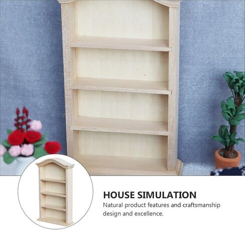 YARNOW Mini Bookshelf 4-Tier Wooden Storage Shelf 6.1 X 3.6 X 1.1 Inch Mini Furniture Model for 1 12 Scale Dollhouse Accessories and House Storage in Saudi Arabia