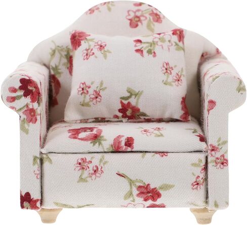 IMIKEYA 1:12 Dollhouse Couch Furniture: Dollhouse Sofa Couch Miniature Living Room Furniture Doll House Fabric Printed Sofa with Pillow and Living Room Accessories in Saudi Arabia