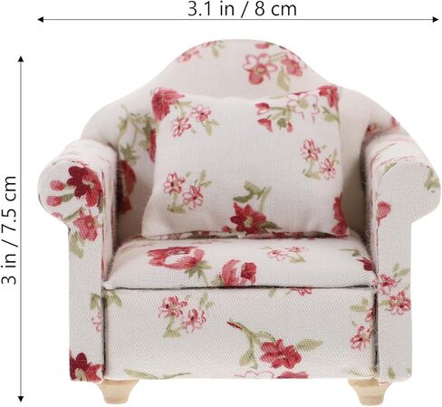 IMIKEYA 1:12 Dollhouse Couch Furniture: Dollhouse Sofa Couch Miniature Living Room Furniture Doll House Fabric Printed Sofa with Pillow and Living Room Accessories in Saudi Arabia