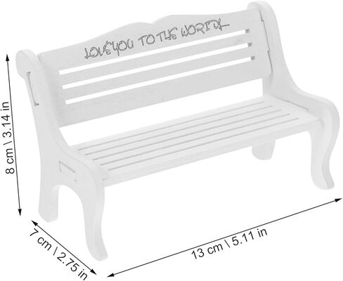 LOGOFUN Miniature Wooden Bench Mini Wood Park Bench DIY Benches Small Figurine Display Benches for Dollhouse Outdoor Party Accessories - White in Saudi Arabia