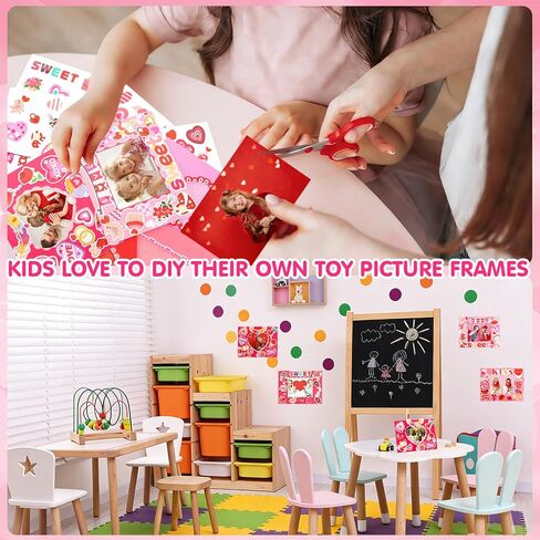 DERAYEE 24 Pack Valentines Picture Frame Craft Kits with Stickers, DIY Sweet Love XOXO Heart Paper Photo Frames for Kids Valentine's Day Gifts School Classroom Activities in Saudi Arabia