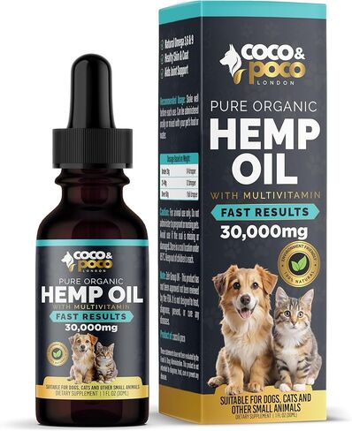 زيت CocoPoco® للكلاب والقطط - صنع في المملكة المتحدة - زيت للكلاب - طبيعي 100% يساعد في علاج القلق والألم والإجهاد والنوم والتهاب المفاصل وتخفيف النوبات - دعم الورك والمفاصل - قطرات مهدئة in Kuwait