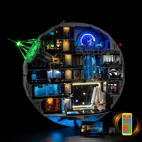 مجموعة إضاءة Kyglaring متوافقة مع مجموعة بناء Lego Death Star 75419 - صوت الفيلم الأصلي المحسن و18 تأثيرات إضاءة بتصميم تسلسلي للتحكم عن بعد، الأضواء فقط (بدون نموذج) in Saudi Arabia