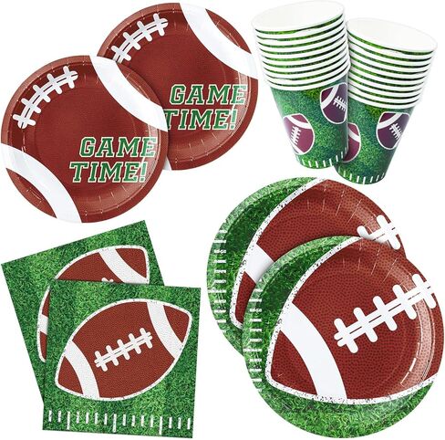 ZVK Football Paper Plates Dinnerware Party Dessert Plates Dinner Plates Napkins and Cups Set Disposable in Saudi Arabia