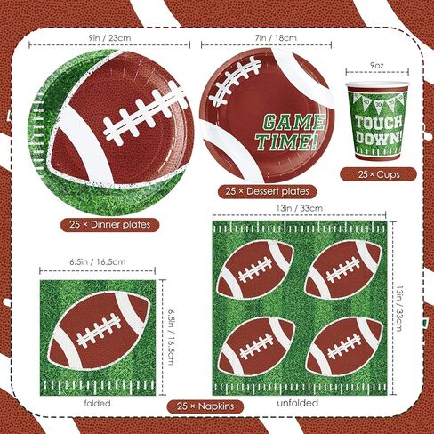 ZVK Football Paper Plates Dinnerware Party Dessert Plates Dinner Plates Napkins and Cups Set Disposable in Saudi Arabia