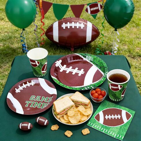 ZVK Football Paper Plates Dinnerware Party Dessert Plates Dinner Plates Napkins and Cups Set Disposable in Saudi Arabia