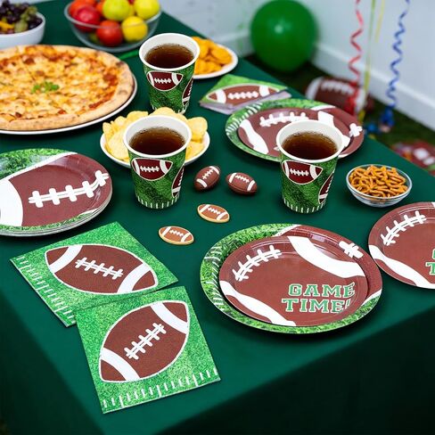 ZVK Football Paper Plates Dinnerware Party Dessert Plates Dinner Plates Napkins and Cups Set Disposable in Saudi Arabia