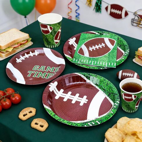 ZVK Football Paper Plates Dinnerware Party Dessert Plates Dinner Plates Napkins and Cups Set Disposable in Saudi Arabia