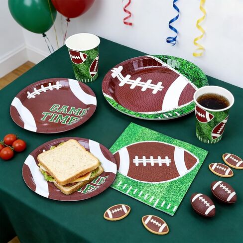 ZVK Football Paper Plates Dinnerware Party Dessert Plates Dinner Plates Napkins and Cups Set Disposable in Saudi Arabia