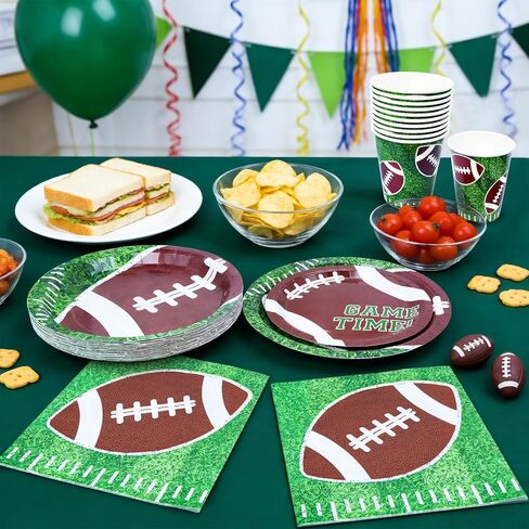 ZVK Football Paper Plates Dinnerware Party Dessert Plates Dinner Plates Napkins and Cups Set Disposable in Saudi Arabia