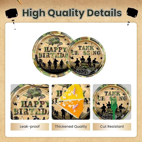 Avezano 96 pcs Camo Birthday Party Decorations Army Birthday Party Plates and Napkins Disposable Camouflage Party Dessert Dinnerwares Serve 24 Guests in Saudi Arabia