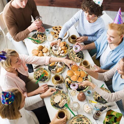 Avezano 96 pcs Camo Birthday Party Decorations Army Birthday Party Plates and Napkins Disposable Camouflage Party Dessert Dinnerwares Serve 24 Guests in Saudi Arabia
