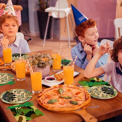 Avezano 96 pcs Camo Birthday Party Decorations Army Birthday Party Plates and Napkins Disposable Camouflage Party Dessert Dinnerwares Serve 24 Guests in Saudi Arabia
