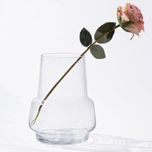Dark Green Glass Vase Bud Flower Vase with Modern Design, Wide Mouth Decorative Vase Gift for Home Decor, Living Room, Dining Table, Entryway, Shelf, Wedding, Office, 7.3 Inch (Green) in Saudi Arabia