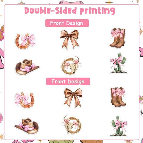36PCS Bow Western Cowgirl Cupcake Toppers for Girls Women, Brown Pink Disco Bowknot Theme Cupcake Picks Cake Decorations for Birthday Baby Shower Bachelorette Party Supplies in Saudi Arabia