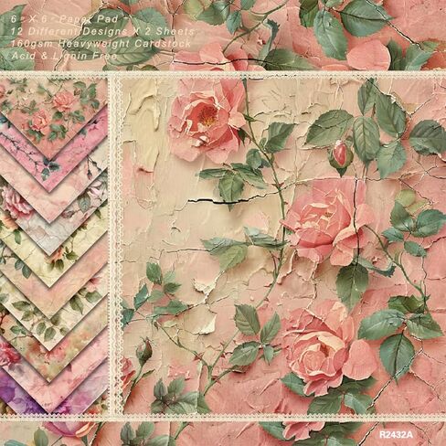 24 Sheets 6 "x 6" Valentine'Day Scrapbook Paper, Romantic Pattern Printing Craft Paper for DIY Card Making Scrapbook Photo Album Junk Journal Décor in Saudi Arabia