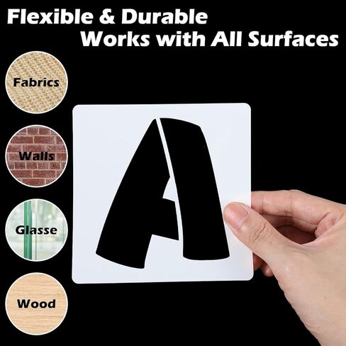 4 Inch Letter Stencils for Painting - 42 Pack Reusable Alphabet, Number & Symbol Templates for Wood Signs, Wall Art and Crafts in Saudi Arabia