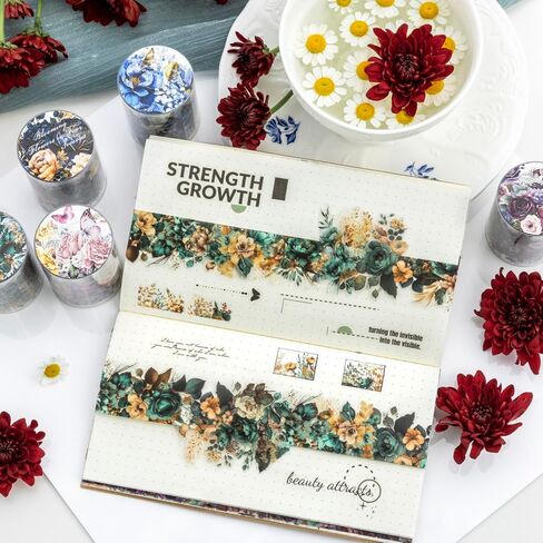 Alideco 6pcs Decorative Adhesive Tapes Botanical Landscaping PET Tape Great for Bullet Journal Supplies, Arts, Scrapbook, DIY Crafts, Planners (fanhuasiji) in Saudi Arabia
