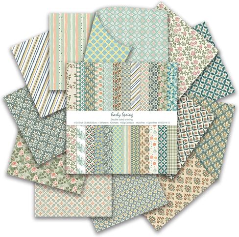 12 x 12in Vintage Flowers Scrapbook Paper Pad,24 Sheets Colorful Artistic Pattern Aesthetics Print Floral DIY Crafts Collage for Photo Album Journals Card Folded Gift Wrapping Material in Saudi Arabia