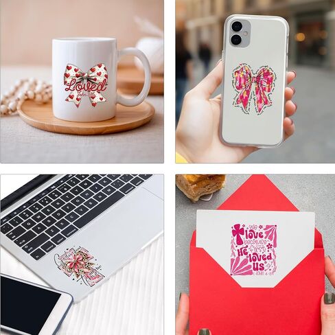 Christian Valentine UV DTF Stickers - 30 Sheets Jesus is My Valentine UV DTF Cup Wraps for 16 oz Glass Water Bottle, Pink Heart Bow Religion Transfer Sticker DIY Tumbler Journal Decor Gift for Mama in Saudi Arabia
