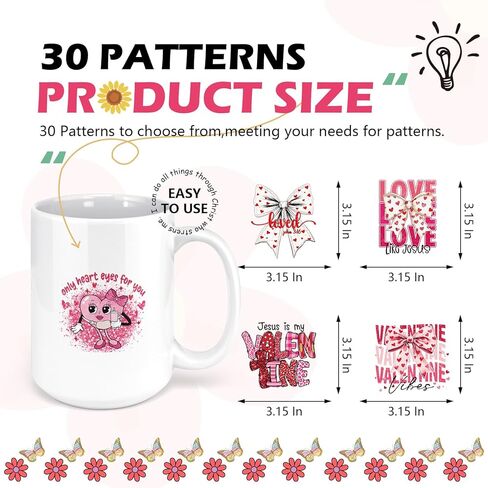 Christian Valentine UV DTF Stickers - 30 Sheets Jesus is My Valentine UV DTF Cup Wraps for 16 oz Glass Water Bottle, Pink Heart Bow Religion Transfer Sticker DIY Tumbler Journal Decor Gift for Mama in Saudi Arabia