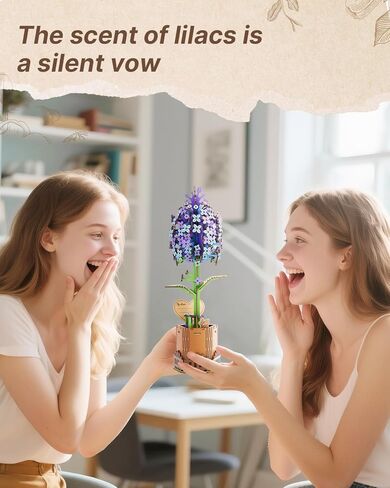 ألغاز خشبية ثلاثية الأبعاد من Kaayee للبالغين - أرجواني، مجموعة نماذج زهور خشبية مصنوعة يدويًا للبناء، عيد الأم/مجموعة نباتية/أفكار هدايا إبداعية مثالية/التدفئة المنزلية (168 قطعة) in Kuwait