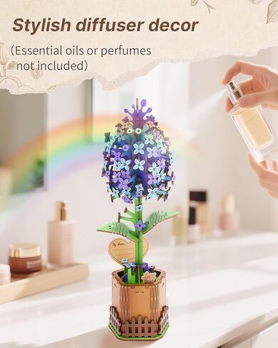 ألغاز خشبية ثلاثية الأبعاد من Kaayee للبالغين - أرجواني، مجموعة نماذج زهور خشبية مصنوعة يدويًا للبناء، عيد الأم/مجموعة نباتية/أفكار هدايا إبداعية مثالية/التدفئة المنزلية (168 قطعة) in Kuwait