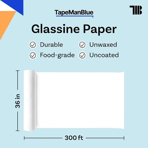 Glassine Paper Roll, 36 inch x 300 ft (100 yds), Made in USA, Archival Acid Free Paper for Storage, Artwork, Protection, Baking, Food Packaging and Wrapping, 25 lb Glassine Roll, White in Saudi Arabia