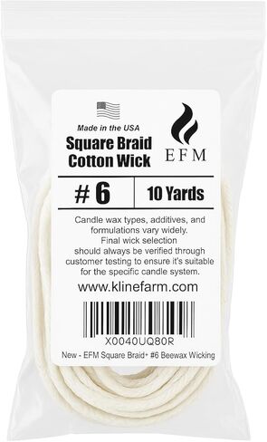 EFM Square Braid Cotton Candle Wick - #6 Wicking – Unwaxed, Raw Wick for Beeswax Candle Making in Saudi Arabia