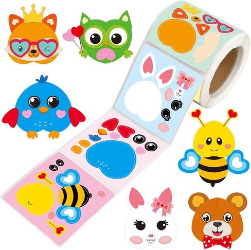 Ceiba Tree Valentine’s Day Stickers for Kids Make Your Own Animal Sticker Heart Rolled Scene Stickers 200Pcs for Classroom Home School Party in Saudi Arabia