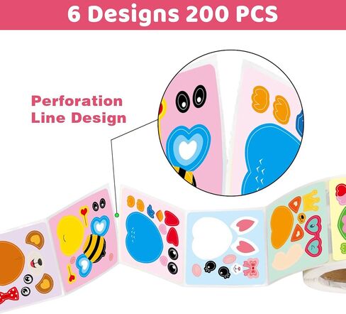 Ceiba Tree Valentine’s Day Stickers for Kids Make Your Own Animal Sticker Heart Rolled Scene Stickers 200Pcs for Classroom Home School Party in Saudi Arabia