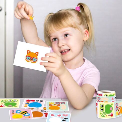 Ceiba Tree Valentine’s Day Stickers for Kids Make Your Own Animal Sticker Heart Rolled Scene Stickers 200Pcs for Classroom Home School Party in Saudi Arabia
